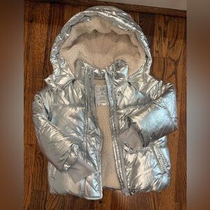 GAP Kids Metallic Silver Puffer Coat
